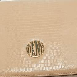Pre Owned Dkny Beige Embossed Leather Crossbody Bag
