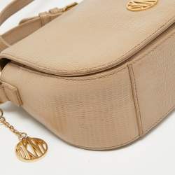 Pre Owned Dkny Beige Embossed Leather Crossbody Bag