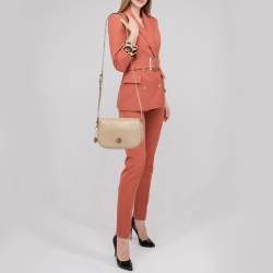 Pre Owned Dkny Beige Embossed Leather Crossbody Bag