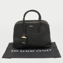 Pre Owned Dkny Black Saffiano Leather Double Zip Satchel