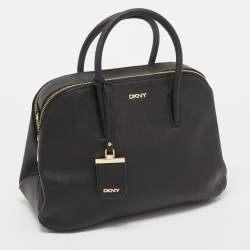 Pre Owned Dkny Black Saffiano Leather Double Zip Satchel