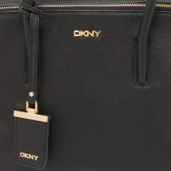 Pre Owned Dkny Black Saffiano Leather Double Zip Satchel