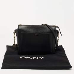 Pre Owned DKNY Black Leather Zip Crossbody Bag