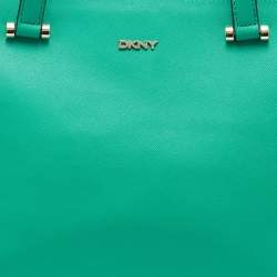 Pre Owned DKNY Green Saffiano Leather Double Zip Tote