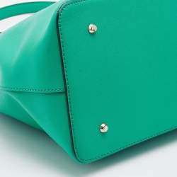 Pre Owned DKNY Green Saffiano Leather Double Zip Tote