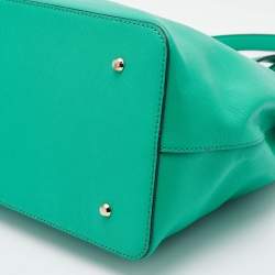 Pre Owned DKNY Green Saffiano Leather Double Zip Tote