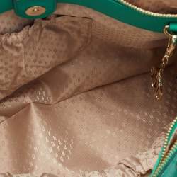 Pre Owned DKNY Green Saffiano Leather Double Zip Tote