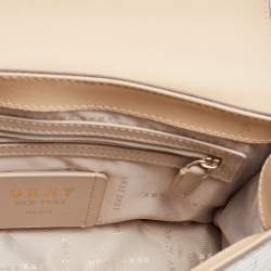 Pre Owned DKNY Cream Croc Embossed Leather Flap Shoulder Bag