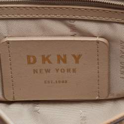 Pre Owned DKNY Cream Croc Embossed Leather Flap Shoulder Bag
