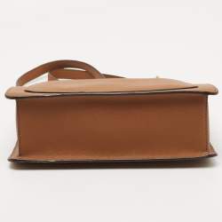 Pre Owned DKNY Tan Leather Bryant Zip Top Shoulder Bag