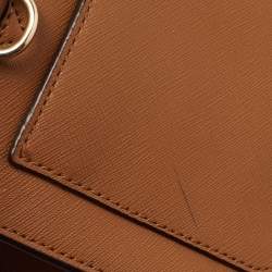 Pre Owned DKNY Tan Leather Bryant Zip Top Shoulder Bag