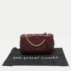 Pre Owned DKNY Burgundy Quilted Leather Flap Shoulder Bag