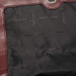 Pre Owned DKNY Burgundy Quilted Leather Flap Shoulder Bag