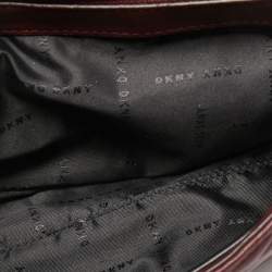 Pre Owned DKNY Burgundy Quilted Leather Flap Shoulder Bag