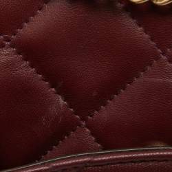 Pre Owned DKNY Burgundy Quilted Leather Flap Shoulder Bag