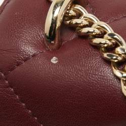 Pre Owned DKNY Burgundy Quilted Leather Flap Shoulder Bag