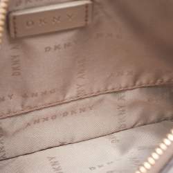 Pre Owned Dkny Beige/Black Leather Triple Wristlet Pouch