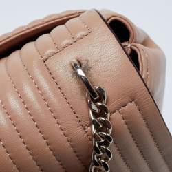 Pre Owned DKNY Beige Pinstripe Quilted Leather Gansevoort Shoulder Bag