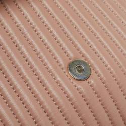 Pre Owned DKNY Beige Pinstripe Quilted Leather Gansevoort Shoulder Bag