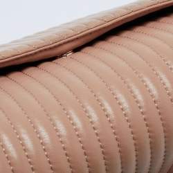 Pre Owned DKNY Beige Pinstripe Quilted Leather Gansevoort Shoulder Bag