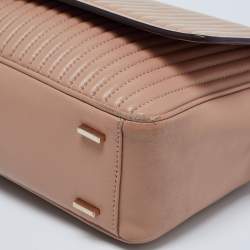 Pre Owned DKNY Beige Pinstripe Quilted Leather Gansevoort Shoulder Bag