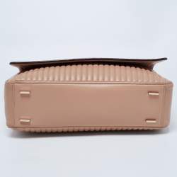 Pre Owned DKNY Beige Pinstripe Quilted Leather Gansevoort Shoulder Bag