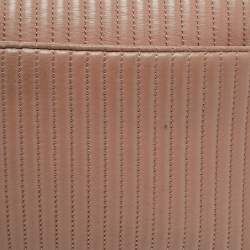 Pre Owned DKNY Beige Pinstripe Quilted Leather Gansevoort Shoulder Bag