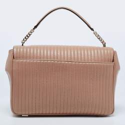 Pre Owned DKNY Beige Pinstripe Quilted Leather Gansevoort Shoulder Bag