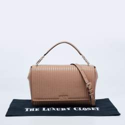 Pre Owned DKNY Beige Pinstripe Quilted Leather Gansevoort Shoulder Bag