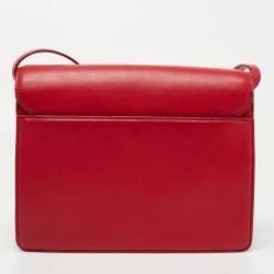 Pre Owned DKNY Red Leather Envelope Flap Shoulder Bag