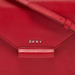 Pre Owned DKNY Red Leather Envelope Flap Shoulder Bag