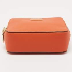 Pre Owned DKNY Orange Saffiano Leather Crossbody Bag