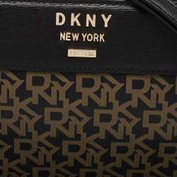 Pre Owned Dkny Black Signature Coated Canvas and Leather Zip Crossbody Bag