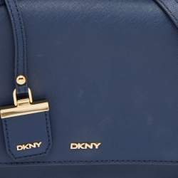 Pre Owned DKNY Navy Blue Saffiano Leather Bryant Park Top Handle Bag