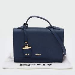 Pre Owned DKNY Navy Blue Saffiano Leather Bryant Park Top Handle Bag