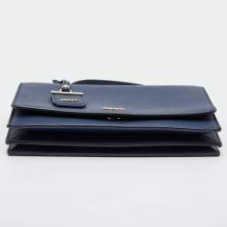 Pre Owned DKNY Navy Blue Saffiano Leather Bryant Park Top Handle Bag