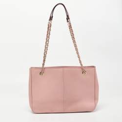 Pre Owned DKNY Light Pink Saffiano Leather Top Zip Tote