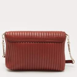 Pre Owned DKNY Brown Brique Quilted Leather Gansevoort Flap Shoulder Bag