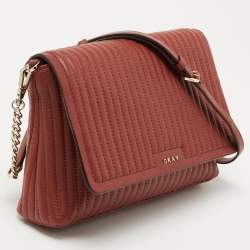 Pre Owned DKNY Brown Brique Quilted Leather Gansevoort Flap Shoulder Bag