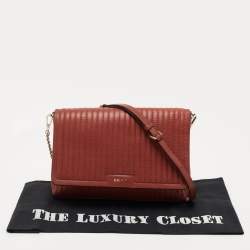 Pre Owned DKNY Brown Brique Quilted Leather Gansevoort Flap Shoulder Bag