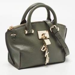 Pre Owned DKNY Fatigue Green Leather Elissa Shoulder Bag
