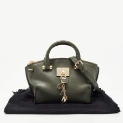 Pre Owned DKNY Fatigue Green Leather Elissa Shoulder Bag