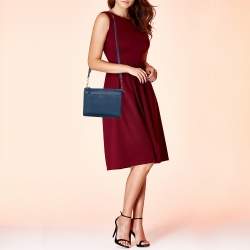 Pre Owned DKNY Blue Saffiano Leather Shoulder Bag