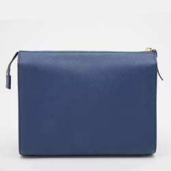 Pre Owned DKNY Blue Saffiano Leather Shoulder Bag