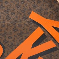 Pre Owned DKNY Brown/Beige Signature Coated Canvas and Leather Satchel