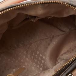Pre Owned DKNY Brown/Beige Signature Coated Canvas and Leather Satchel
