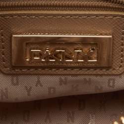 Pre Owned DKNY Brown/Beige Signature Coated Canvas and Leather Satchel