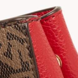 Pre Owned Dkny Brown/Red Signature Canvas and Leather Tote