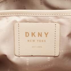 Pre Owned Dkny Brown/Red Signature Canvas and Leather Tote