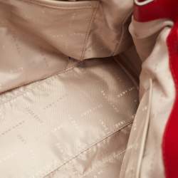 Pre Owned Dkny Brown/Red Signature Canvas and Leather Tote